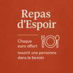 affiche a fond rouge du message : "Chaque euro offert nourrit une personne dans le besoin