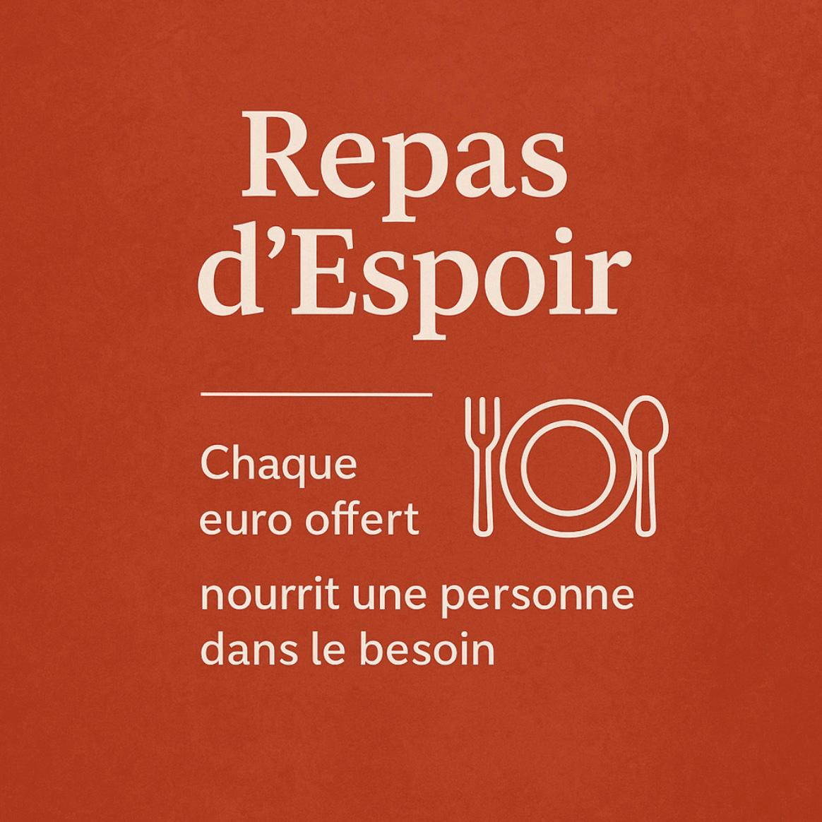 affiche a fond rouge du message : "Chaque euro offert nourrit une personne dans le besoin