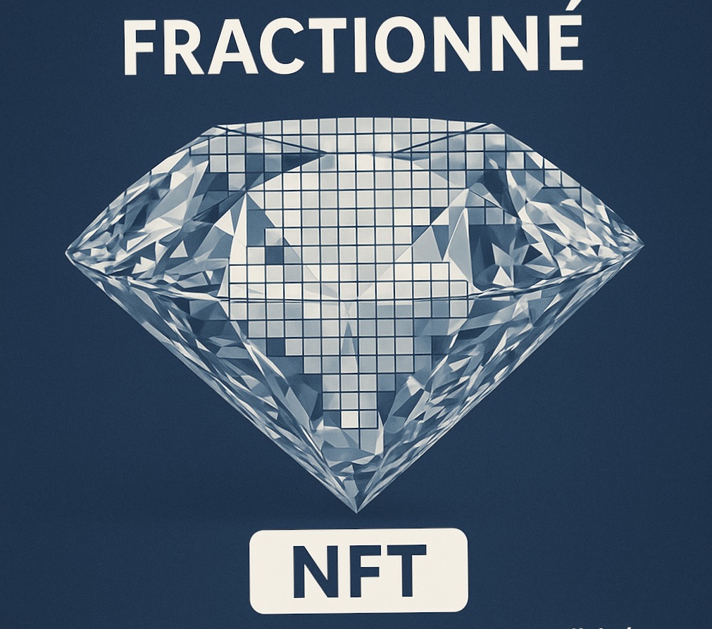 l'image d'un diamant fractionner en plusieurs morceau représentant la part de chaque possesseurs et avec écrit NFT