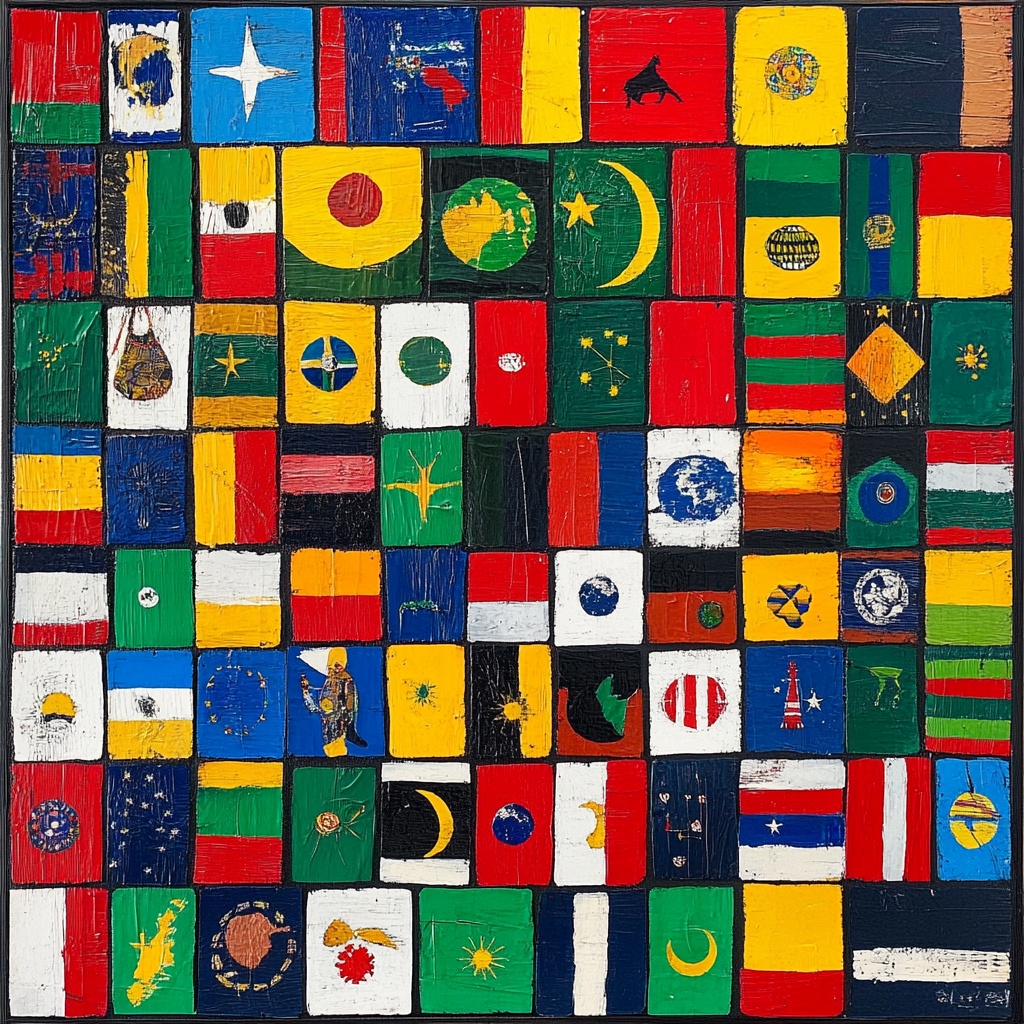 plein de faux drapeaux du monde collé entre-eux.