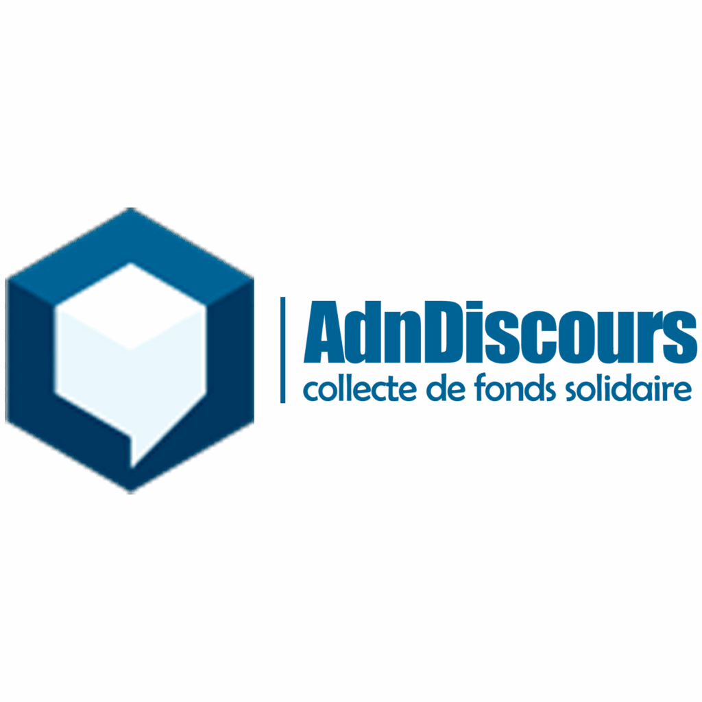 logo ADN Disocurs.
Un symbole informatique de chat avec a droite écrit ADN Discours, collecte de fonds solidaire 