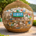 cage en rotin pour stocker le plastique